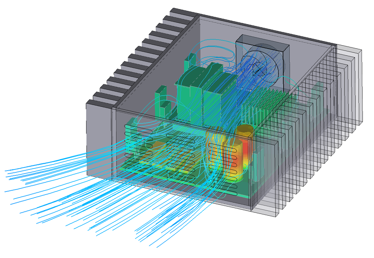 fan cooled avionics box exposed to solar radiation - Fluid Dynamics and Thermal Analysis